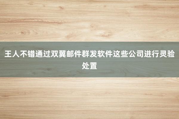 王人不错通过双翼邮件群发软件这些公司进行灵验处置